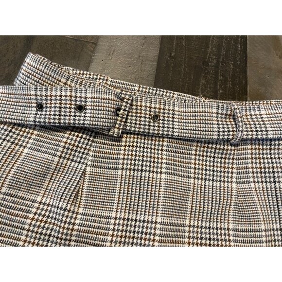 Sadie And Sage Plaid Wool Blend Belted Skort Skirt shorts womens size small brow - Picture 2 of 11